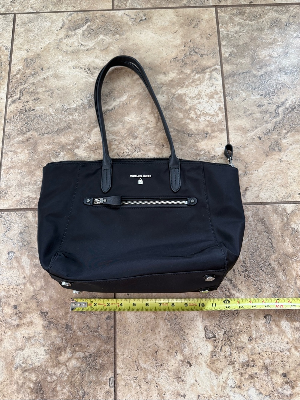 Michael Kors Black Nylon Tote with Front Zip Pocket - Picture 3 of 6
